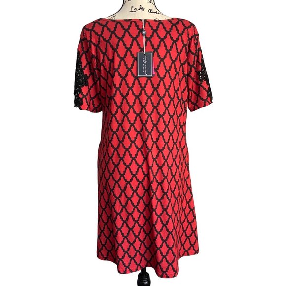 Simply Southern Red and Black Women's Swing Dress Sz Large Pockets Lace New - Picture 3 of 10